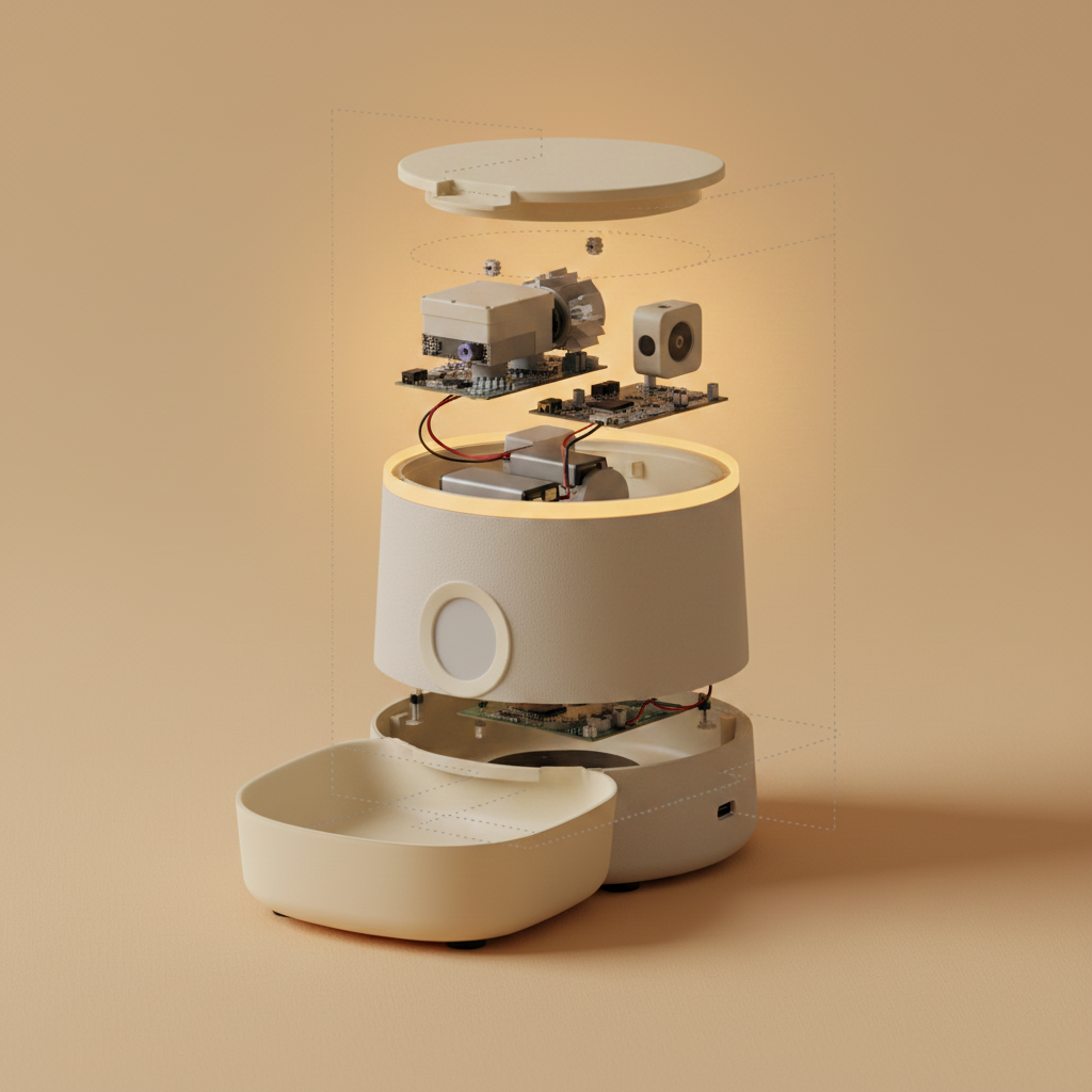 Pawvlov exploded render — internal components callout